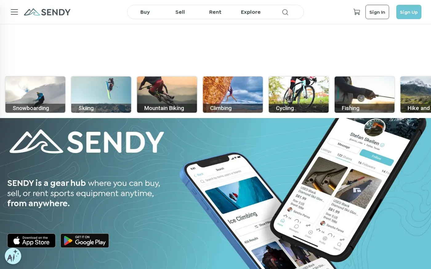 Sendy — Adventure sports marketplace · USA project screenshot